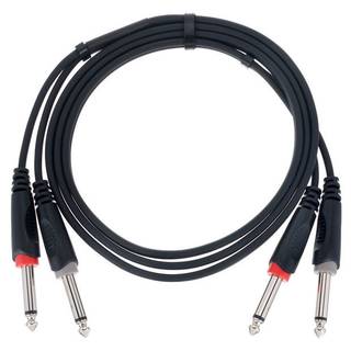 Cordial EU1.5PP Elements jack kabel 2x 6.3mm TS - 2x 6.3 mm TS 1.5m zwart