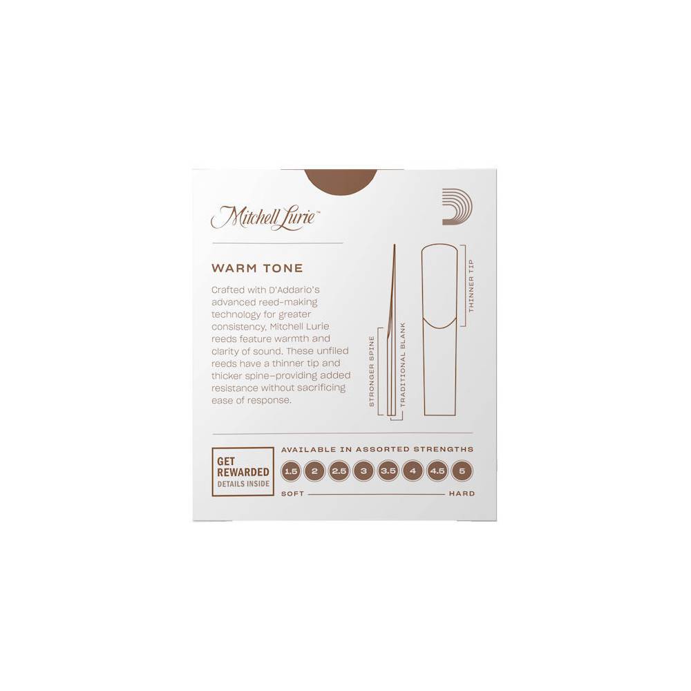 D'Addario Woodwinds Mitchell Lurie Premium Bb Clarinet Reeds 2.5 (10 stuks)