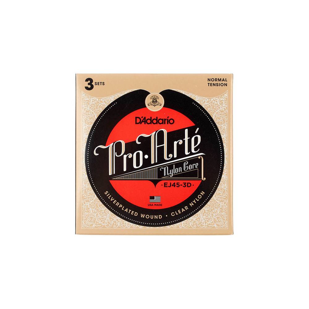 D'Addario EJ45-3D Normal Tension Pro Arte Classical Guitar 3-Pack