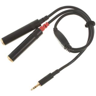 Cordial CFY0.3WGG Intro verloopkabel jack 3.5mm TRS male -2x6.3mm fem TS 0.3m