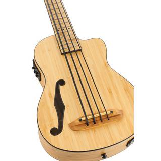 Ortega RUNAB-UB Bamboo Series Short Scale Uke Bass Natural elektrisch-akoestische bas ukelele met gigbag