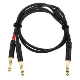 Cordial CFY0.9VPP Intro verloopkabel jack 6.3mm TRS -2x 6.3mm TS 0.9m zwart