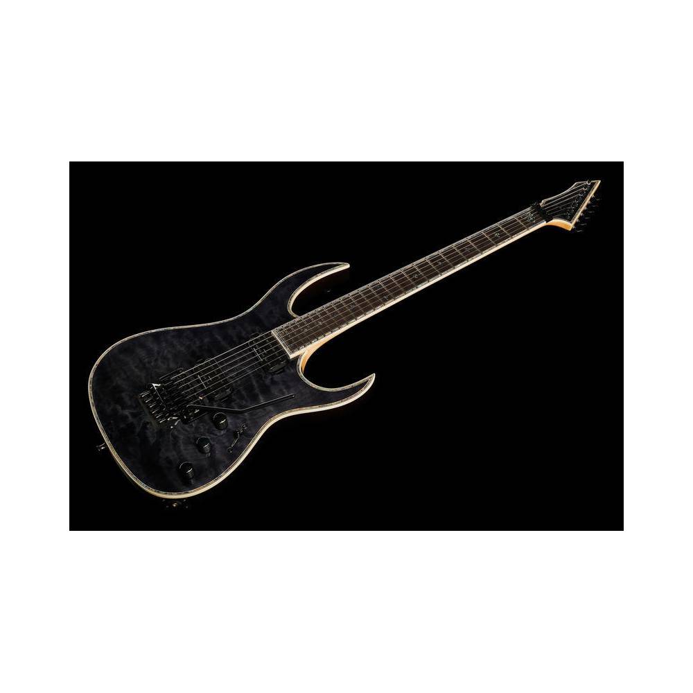 B.C. Rich Shredzilla Prophecy Exotic Archtop Trans Black Quilt met Floyd Rose tremolo en DiMarzio humbuckers