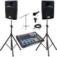 Power Dynamics PDM-S1204 set met speakers, microfoons en statieven