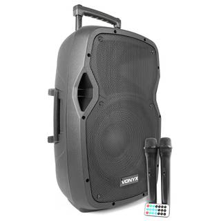 Vonyx AP1200PA Mobiele 12" speaker op accu 600W met microfoons, MP3 en Bluetooth