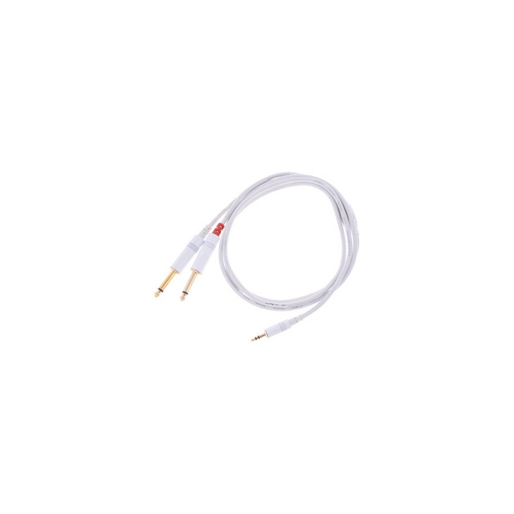 Cordial CFY1.5WPP-SNOW Intro verloopkabel 3.5mm TRS jack-2x 6.3mm TS jack 1.5m wit