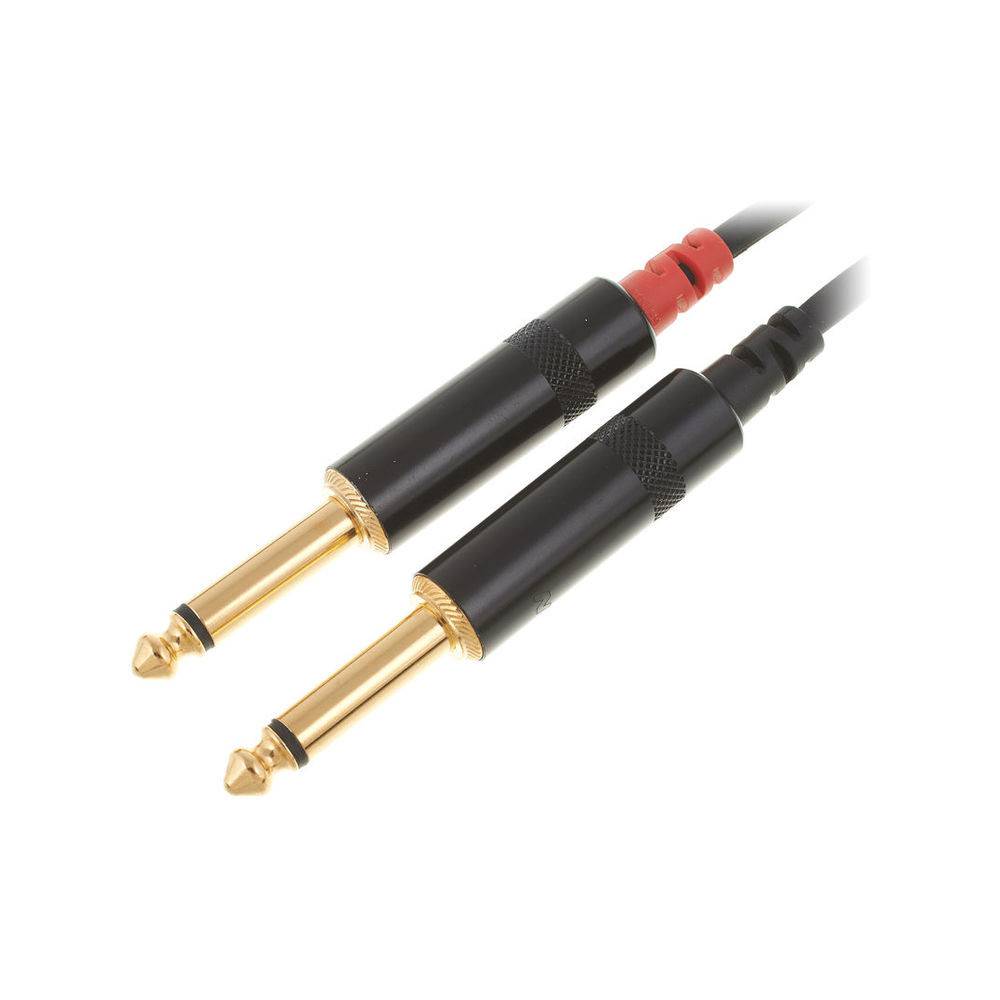 Cordial CFU0.6PC Intro verloopkabel 2x 6.3 TS jack - 2x RCA 0.6m zwart