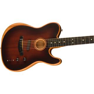 Fender American Acoustasonic Telecaster All-Mahogany Bourbon Burst EB elektrisch-akoestische gitaar met gigbag