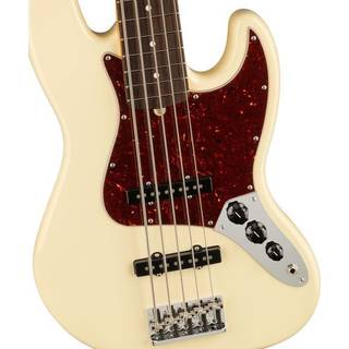 Fender American Professional II Jazz Bass V Olympic White RW 5-snarige elektrische basgitaar met koffer
