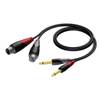 Procab CLA707/1.5 verloopkabel 2x XLR female naar 2x Jack 1,5m