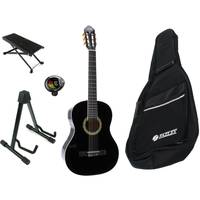 LaPaz 002 BK klassieke gitaar 4/4-formaat zwart + accessoires