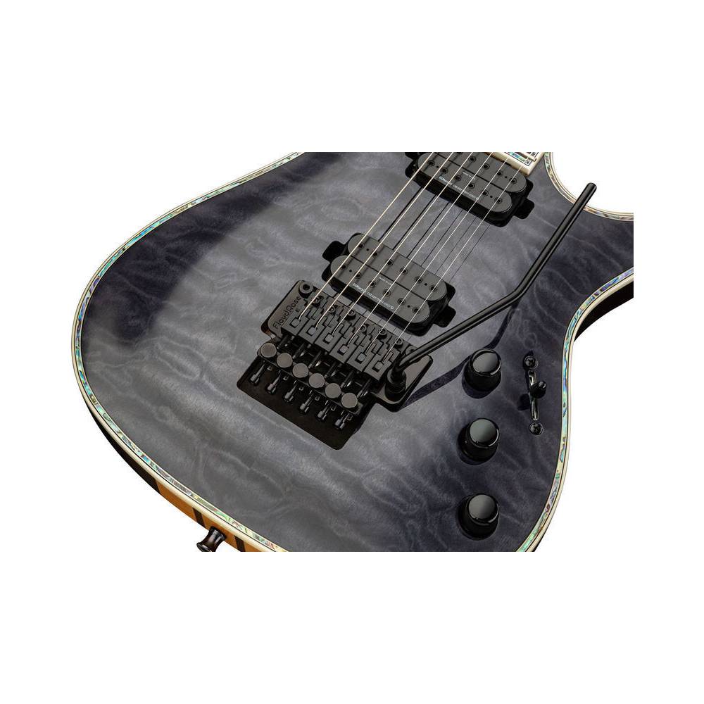 B.C. Rich Shredzilla Prophecy Exotic Archtop Trans Black Quilt met Floyd Rose tremolo en DiMarzio humbuckers