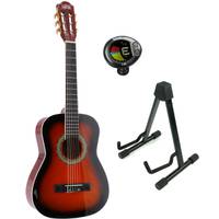LaPaz 002 SB klassieke gitaar 1/2-formaat sunburst + statief + tuner
