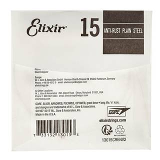 Elixir 13015 Anti-Rust Plain Steel .015 losse snaar
