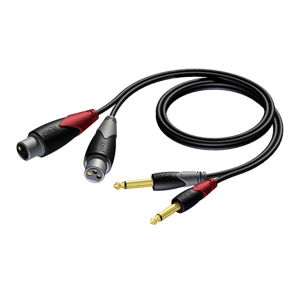 Procab CLA707/1.5 verloopkabel 2x XLR female naar 2x Jack 1,5m
