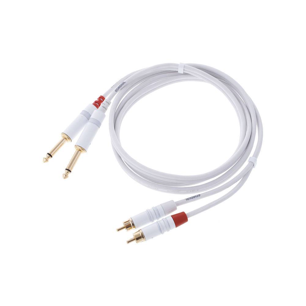 Cordial CFU1.5PC-SNOW Intro verloopkabel 2x 6.3 TS jack - 2x RCA 1.5m wit