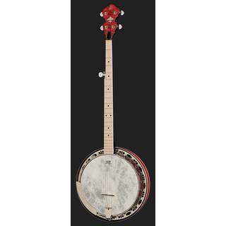 Ortega Falcon Series 5-string Banjo Transparent Fire Red elektrisch-akoestische banjo met gigbag