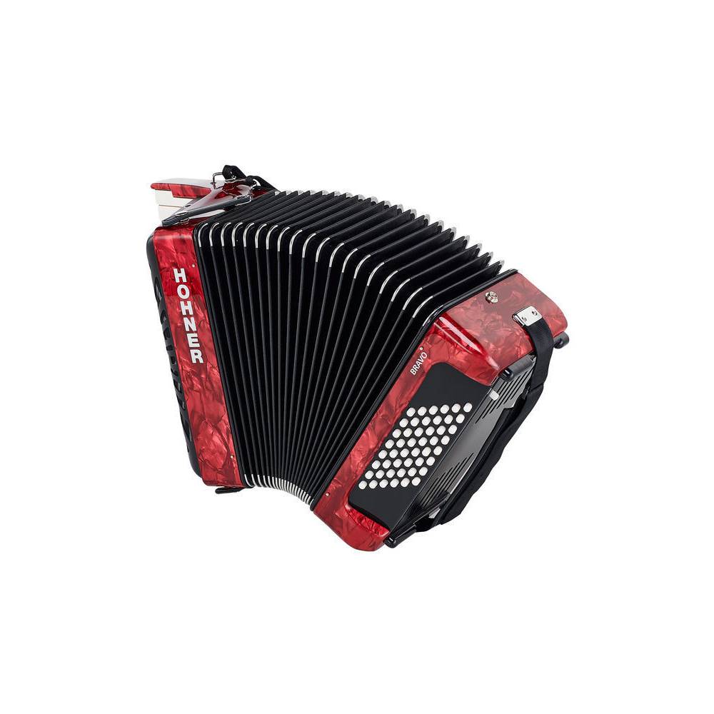 Hohner Bravo II 48 Rood, Silent Key accordeon