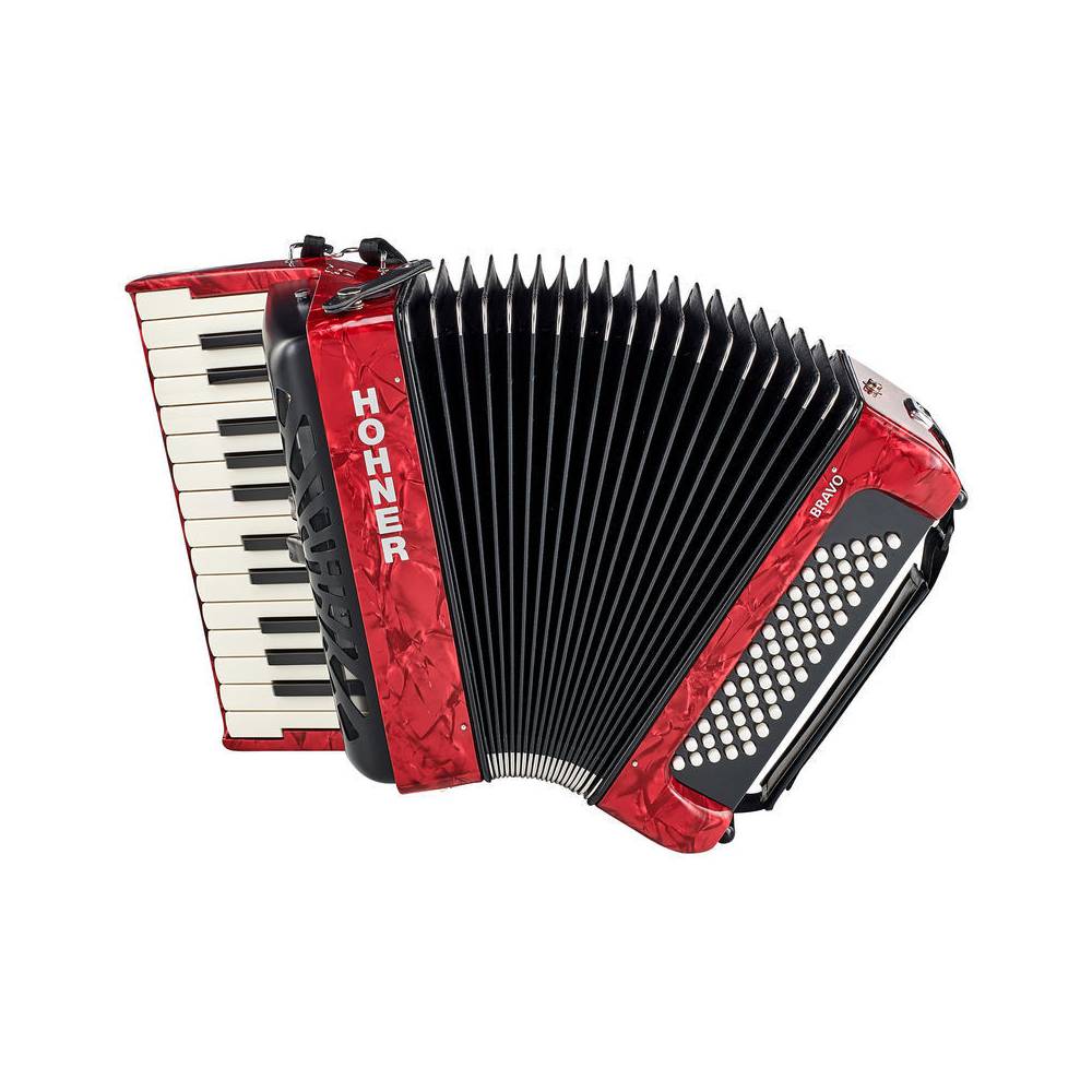 Hohner Bravo II 60 Rood, Silent Key accordeon