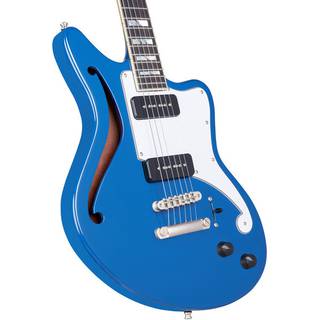 D'Angelico Deluxe Bedford SH LE Stopbar Sapphire semi-akoestische gitaar met koffer