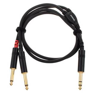 Cordial CFY0.9VPP Intro verloopkabel jack 6.3mm TRS -2x 6.3mm TS 0.9m zwart