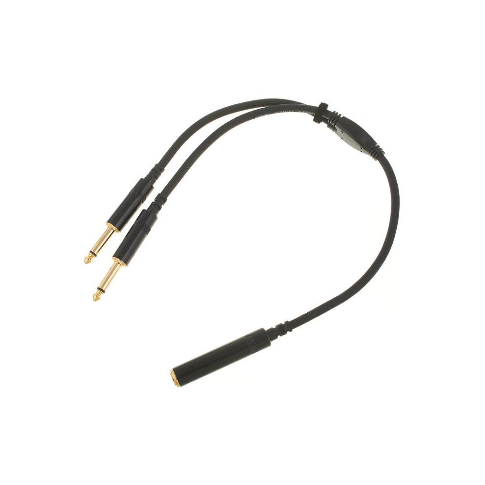 Cordial CFY0.3GPP Intro verloopkabel 6.3mm TS jack 1x fem - 2x male 0.3m zwart