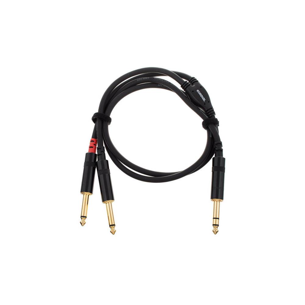 Cordial CFY0.9VPP Intro verloopkabel jack 6.3mm TRS -2x 6.3mm TS 0.9m zwart