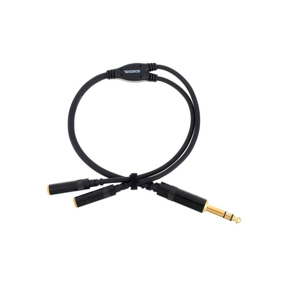 Cordial CFY0.3VYY Intro verloopkabel jack 6.3 TRS male-2x 3.5 TRS female 0.3m