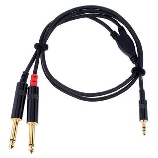 Cordial CFY0.9WPP Intro verloopkabel jack 3.5mm TRS-2x 6.3mm TS 0.9m zwart