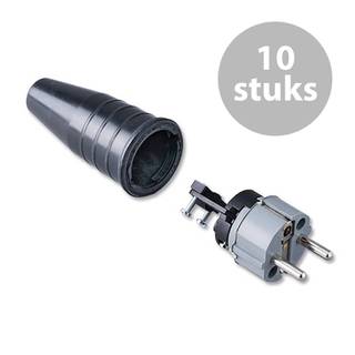 Keraf 521 Schuko 230V/240V stekker male grijs/zwart (per 10)