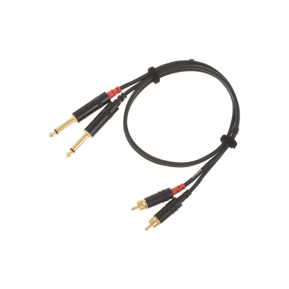Cordial CFU0.6PC Intro verloopkabel 2x 6.3 TS jack - 2x RCA 0.6m zwart