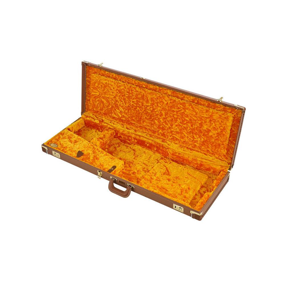 Fender G&G Deluxe Strat/Tele Hardshell Case Brown & Gold Plush koffer voor Stratocaster en Telecaster