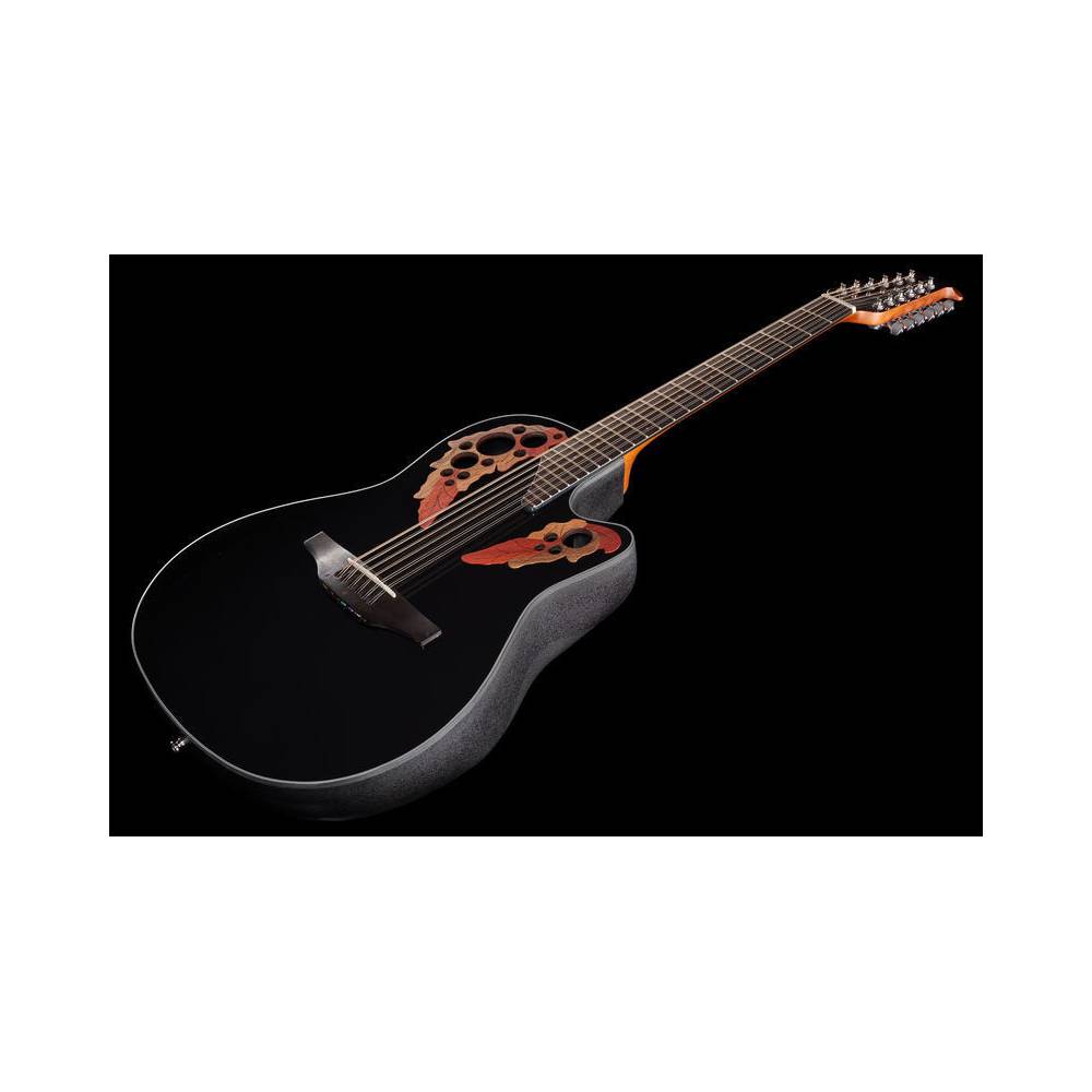 Ovation CE4412-5 Celebrity Elite Mid Depth Black 12-snarige elektrisch-akoestische westerngitaar