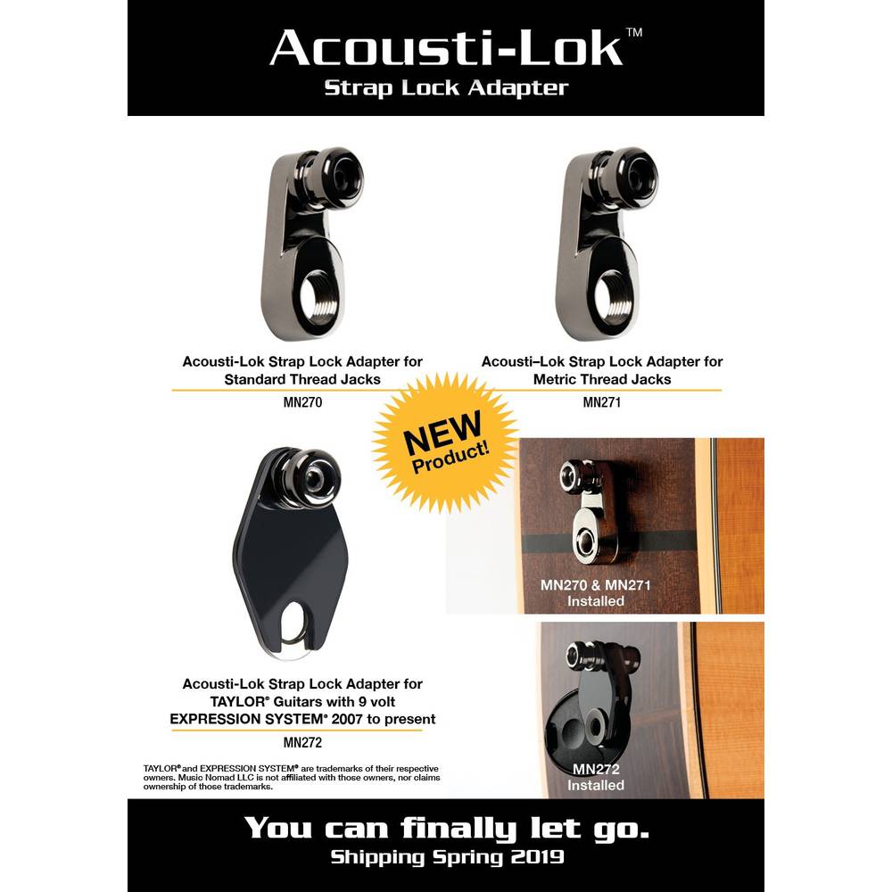 MUSIC NOMAD Acousti-Lok Strap Lock Adapter For Metric Output Jacks - MN271