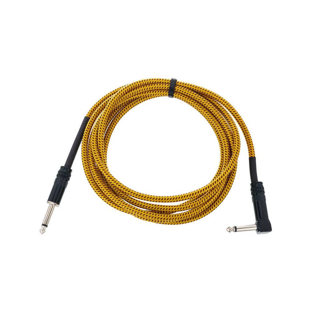 Cordial EI3PR-TWEED-YE Elements jack kabel 6.3 TS haaks - recht 3m tweed geel