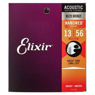 Elixir 11102 Acoustic 80/20 Bronze Nanoweb Medium 13-56