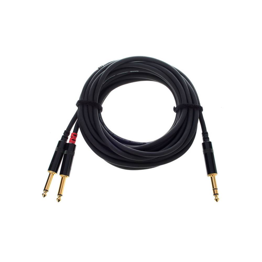Cordial CFY3VPP-LONG Intro verloopkabel jack 6.3mm TRS -2x 6.3mm TS 3m zwart