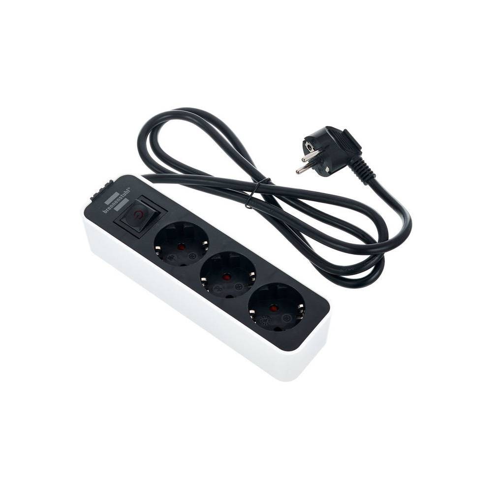 Brennenstuhl Ecolor 1153230020 3-voudige stekkerdoos met veiligheidsschakelaar 1.5m z/w