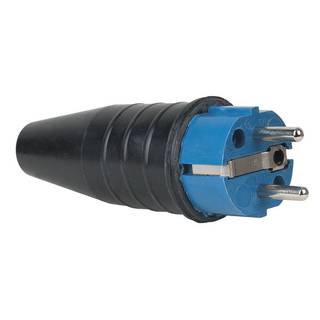 Showtec rubber schuko connector male 230V 240V blauw