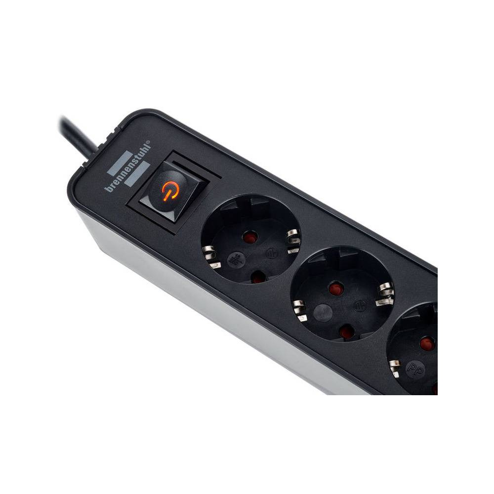 Brennenstuhl Ecolor 1153250000 5-voudige stekkerdoos met veiligheidsschakelaar 1.5m zw