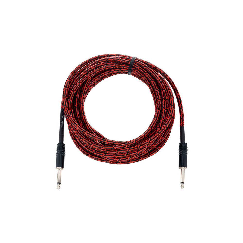 Cordial EI7.5PP-TWEED-RD Elements instrumentkabel 6.3 TS jack recht 7.5m tweed rood