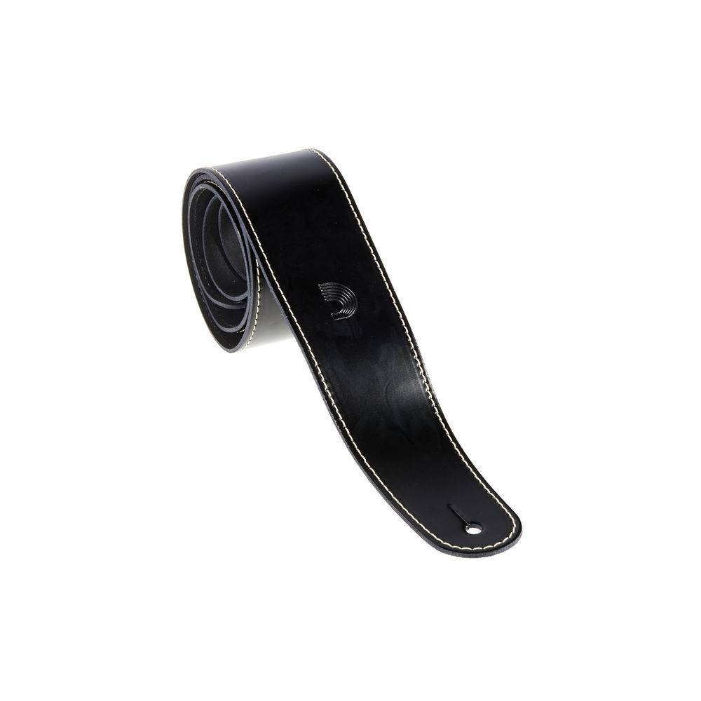 D'Addario 25LS00-DX leren gitaarband zwart met contrast stiksel