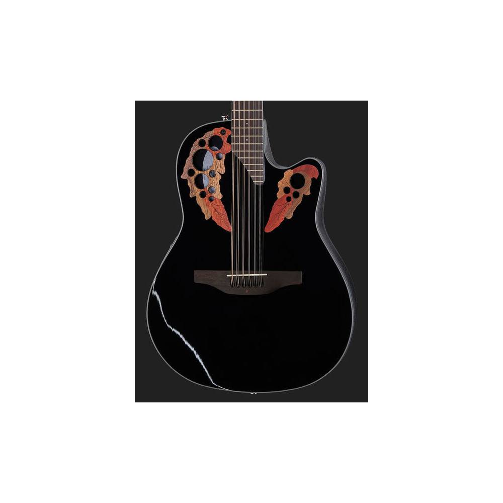 Ovation CE4412-5 Celebrity Elite Mid Depth Black 12-snarige elektrisch-akoestische westerngitaar
