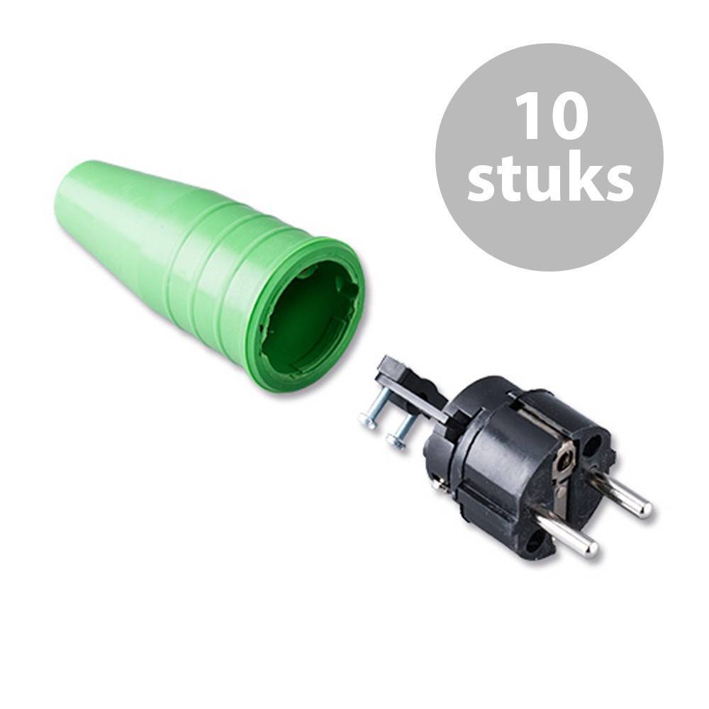 Keraf 521 Schuko 230V/240V stekker male zwart/groen (per 10)