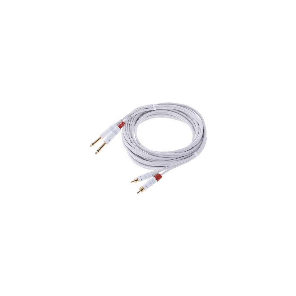 Cordial CFU6PC-SNOW Intro verloopkabel 2x 6.3 TS jack - 2x RCA 6m wit
