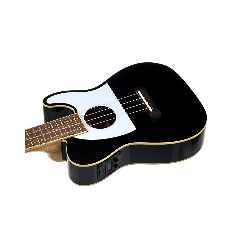 Fender Fullerton Tele Uke Black elektrisch-akoestische concert ukelele