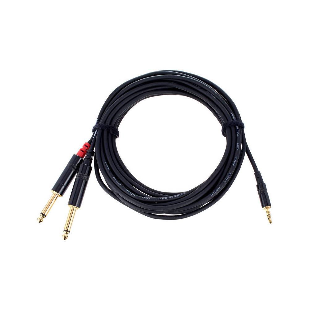 Cordial CFY3WPP-LONG Intro verloopkabel 3.5mm TRS jack-2x6.3mm TS jack 3m zwart