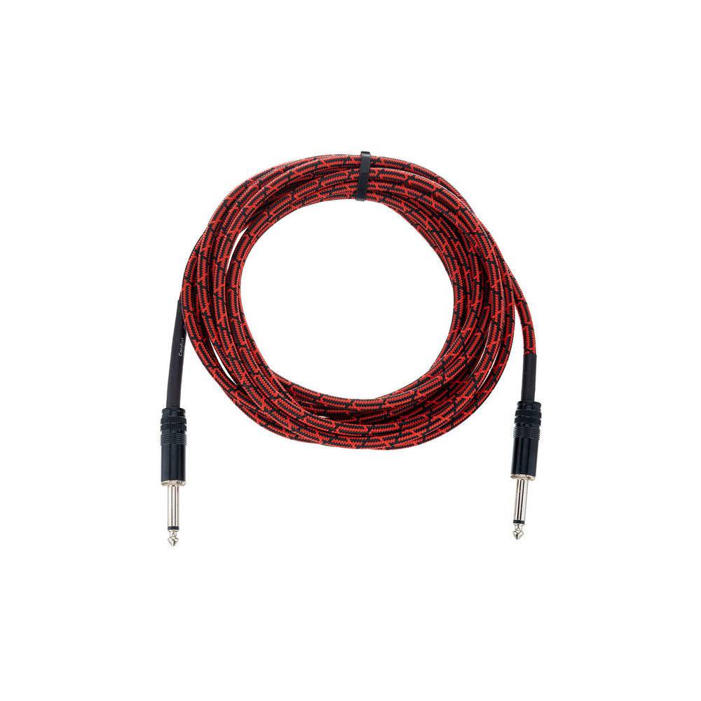 Cordial EI5PP-TWEED-RD Elements instrumentkabel 6.3 TS jack recht 5m tweed rood