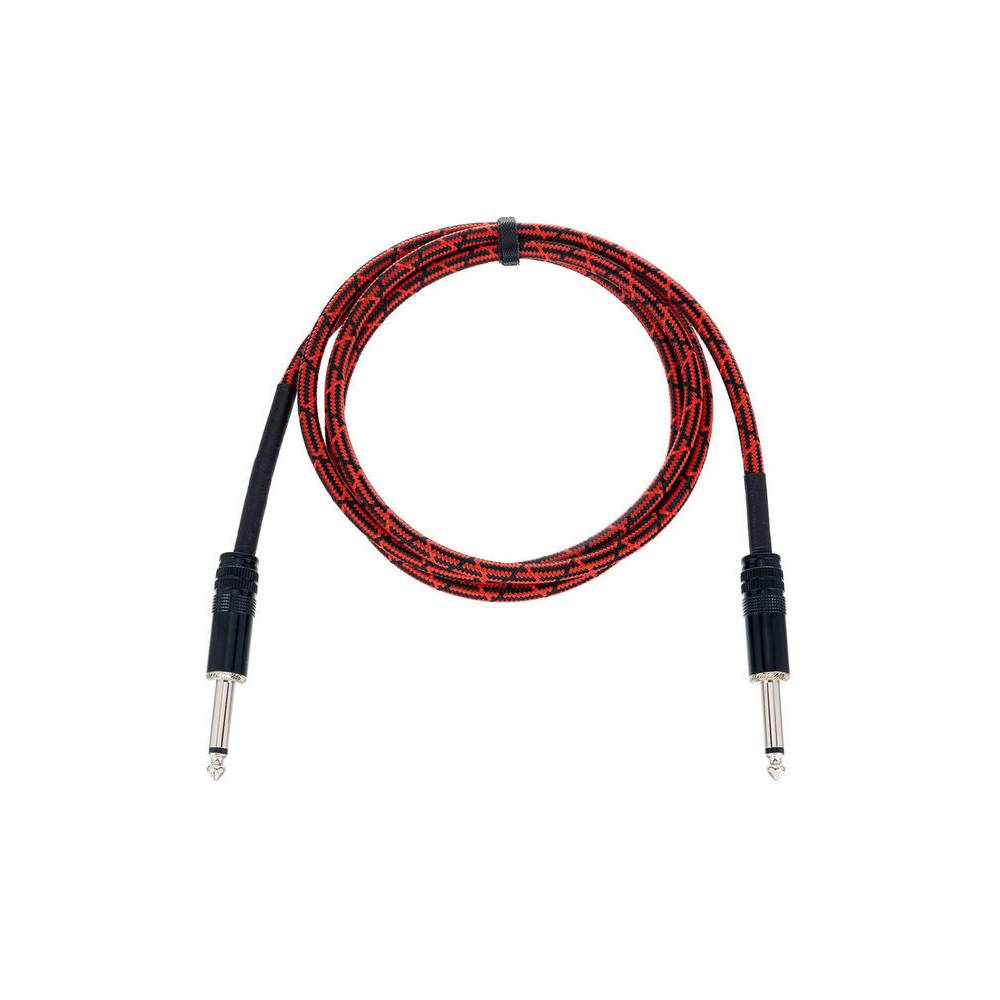 Cordial EI1.5PP-TWEED-RD Elements instrumentkabel 6.3 TS jack recht 1.5m tweed rood