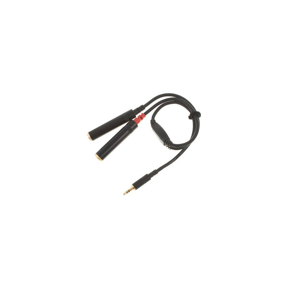 Cordial CFY0.3WGG Intro verloopkabel jack 3.5mm TRS male -2x6.3mm fem TS 0.3m